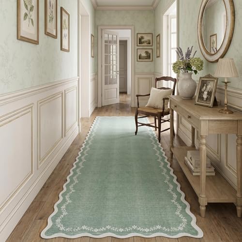 GarveeHome 2.5x10 Scalloped Washable Runner Rug Long Hallway Kitchen Rug by GarveeHome