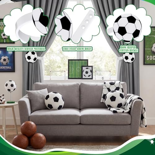 Briwooody 2 Pcs Soccer Curtain Holdbacks Acrylic Sport Curtain Tiebacks - Image 6