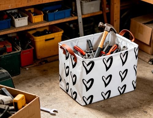 CLOCOR Heart Rectangular Storage Bin, Collapsible Waterproof Books Box - Image 2