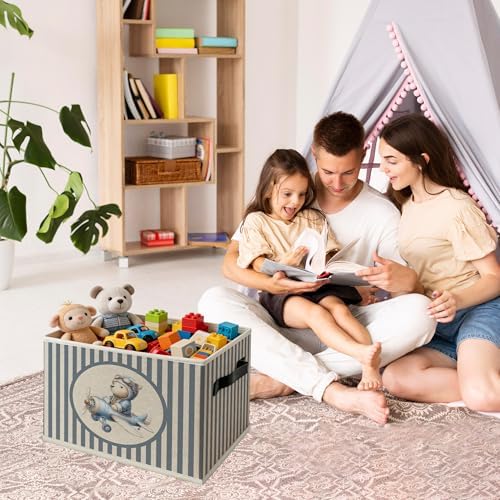 Bear Airplane Nursery Foldable Storage Bins Box - Image 3