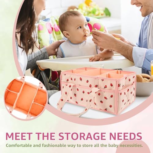 Baby Diaper Caddy Organizer, Portable Nappy Caddy Storage Basket - Image 4