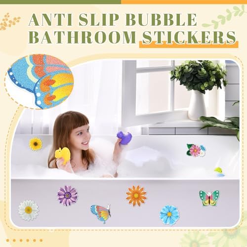 Fullhawl 30 Pcs Butterfly Sun Flower Non Slip Bathtub Stickers 4.72 x 4.72 Inch - Image 4