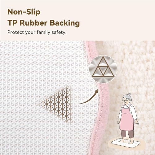 GRANNY SAYS Waved Pink Bathroom Rug, Cute Scalloped Bath Mat - Image 3
