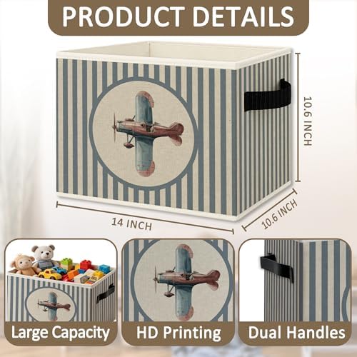 Vintage Airplane Nursery Foldable Storage Bins Box - Image 6
