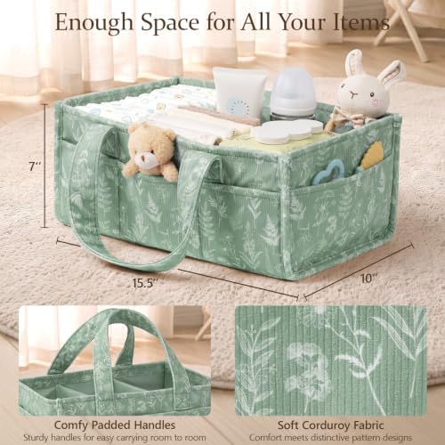 Corduroy Baby Diaper Caddy Organizer - Image 2