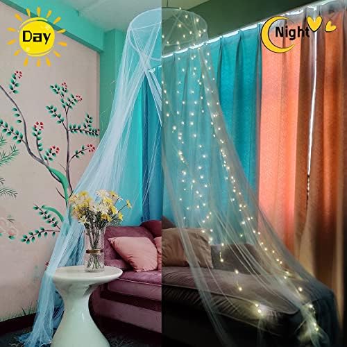 Bed Canopy Mosquito Net with 250pcs Warm White Curtain Lights, Bed Canopy - Image 2