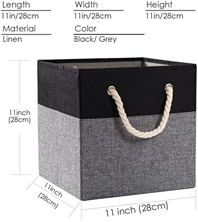 PRANDOM Large Foldable Cube Storage Bins 11x11 inch Fabric Linen Storage - Image 5