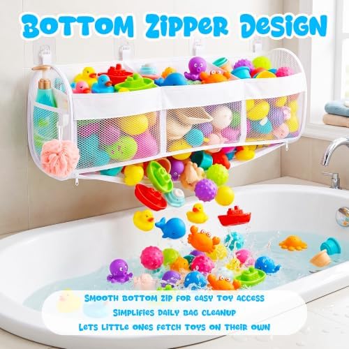 Bath Toy Storage, 3 Compartment Horizontal Large Openings - Image 2