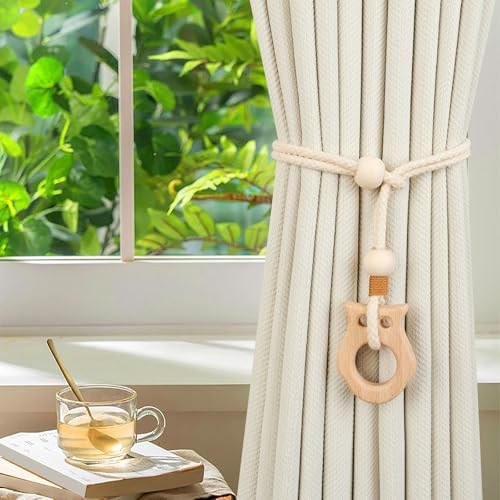 2 Pack Wooden Curtain Tiebacks - Image 2