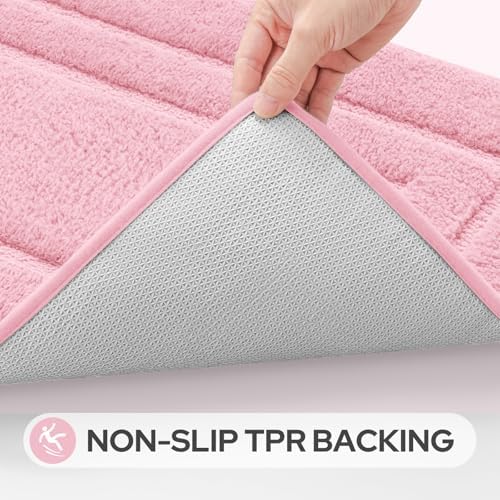 HOMEIDEAS Bathroom Rugs Sets 2 Piece, Soft Extra Long Bath Mat Light Pink - Image 6