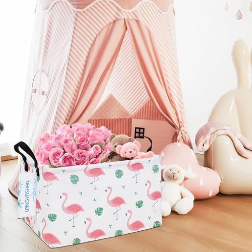 Rectangular Collapsible Leaf Flamingo Storage Basket Nursery Organizer - Image 5