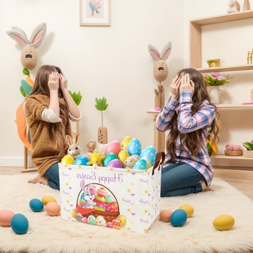 Easter Basket for Kid Large Empty Baby Rectangular Cute Easter Gift Storage - Image 3