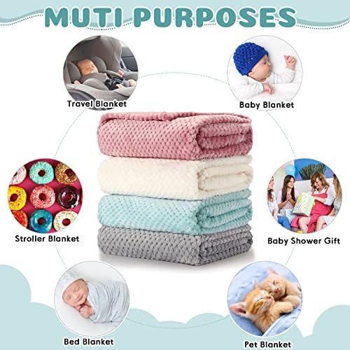 Reginary 4Pcs 30x40 Baby Blanket Fuzzy, Light Blue - Image 6