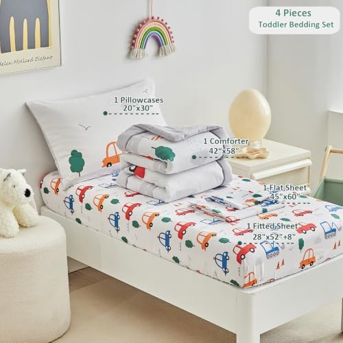 DuShow 4 Pieces Cars Toddler Bedding Set - Image 3