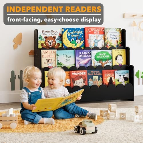 SpaceAid 3-Tier Scalloped Bookshelf, Montessori Bookcase - Image 3