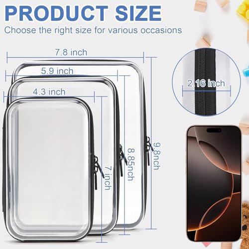 YOPCDJ 3 Pack Clear Hard Shell Zipper Case, Diaper Bag Organizing Pouches - Image 2