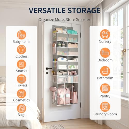 Yecaye Over the Door Organizer 5-Shelf, Behind the Door Storage 80lbs Capacity - Image 6