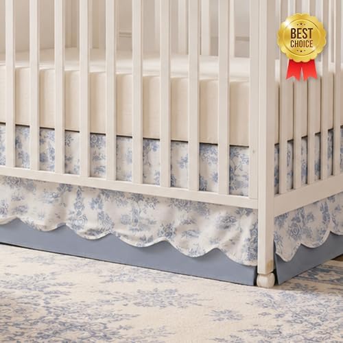 Brandream Scallop Edge Organic Cotton Crib Skirt, Baby Girl, Gender Neutral - Image 5