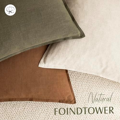 Foindtower Decorative Linen Lumbar Throw Pillow Covers 12x20 Orange Brown - Image 4
