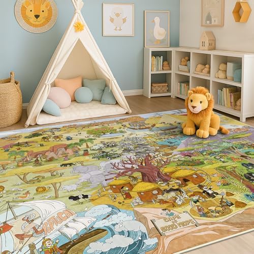 Desert Adventure Kids Rug 5x7 – Safari Animal Map Carpet - Image 5