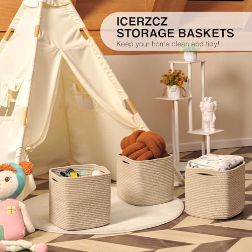ICERZCZ 11 Inch Cube Storage Bins, Woven Baskets, Mixed Brown - Image 6