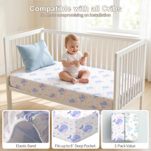 Baby Crib Sheets 2 Pack for Boys and Girls Fit for Standard Crib Toddler - Image 4