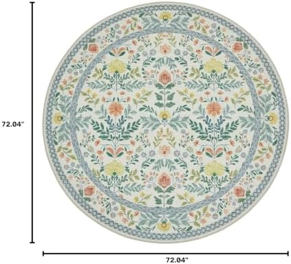 Joydeco Boho Floral Machine Washable Round Rugs 6ft, Circular Indoor Carpet - Image 2