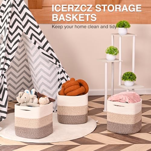 ICERZCZ 11 Inch Cube Storage Bins, Storage Cube Organizer Bins, Woven Cotton - Image 6