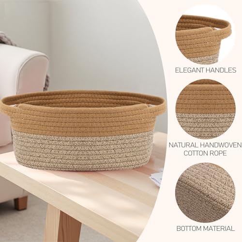 JMvicyroam Small Woven Basket, Empty Gift Basket, Jute&Brown/2 Pack - Image 3