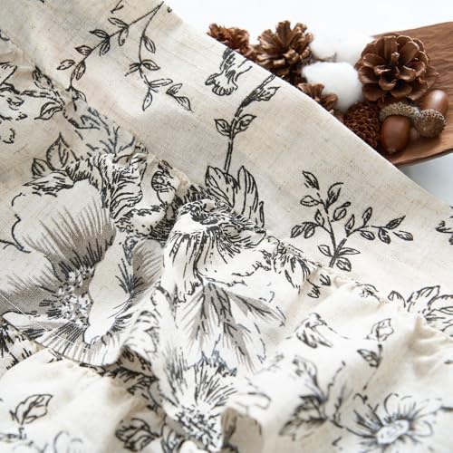 jinchan Ruffled Floral Valance Linen Shabby Chic Small Window Curtain 18 Inch - Image 6