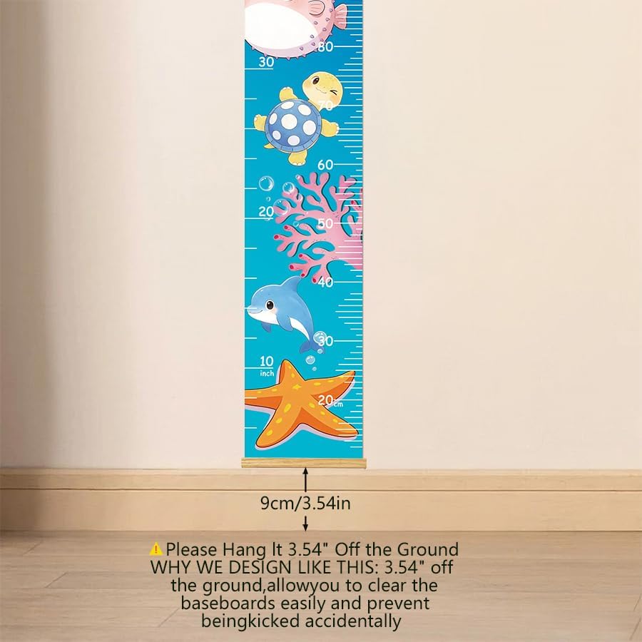 Canvas Baby Kids Growth Chart, Ocean Height Measurement Wall Hanging - Image 2