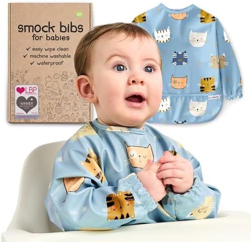 Waterproof Smock Baby Bibs for Eating by Nombear