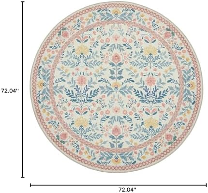 Joydeco Boho Floral Washable Circle Area Rug - Image 2