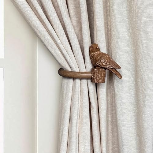 Curtain Drapery Holdbacks with Resin Bird, Wall Mount Drapery Hooks Holders by ILAISIHOME