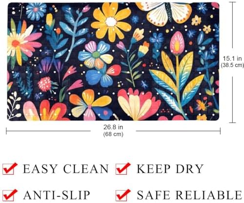 Bathtub Mat Non Slip 26.8x15.1In, Butterfly Floral Bath Mat - Image 4