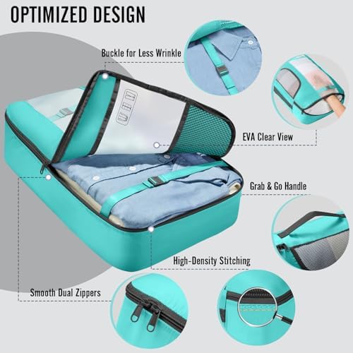 Veken 10 Set Packing Cubes for Travel Essentials, Suitcase Organizer Bags in 4 - Image 4