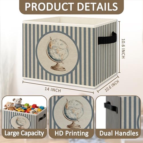 Vintage Globe Nursery Foldable Storage Bins Box - Image 6