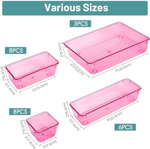 25 PCS Plastic Drawer Organizer Set, Makeup Organizers and Storage Bins - Image 2