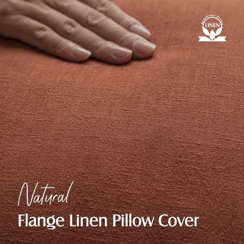 Foindtower Linen Solid Decorative Throw Pillow Cover 18x18 Inch Rust Orange - Image 2