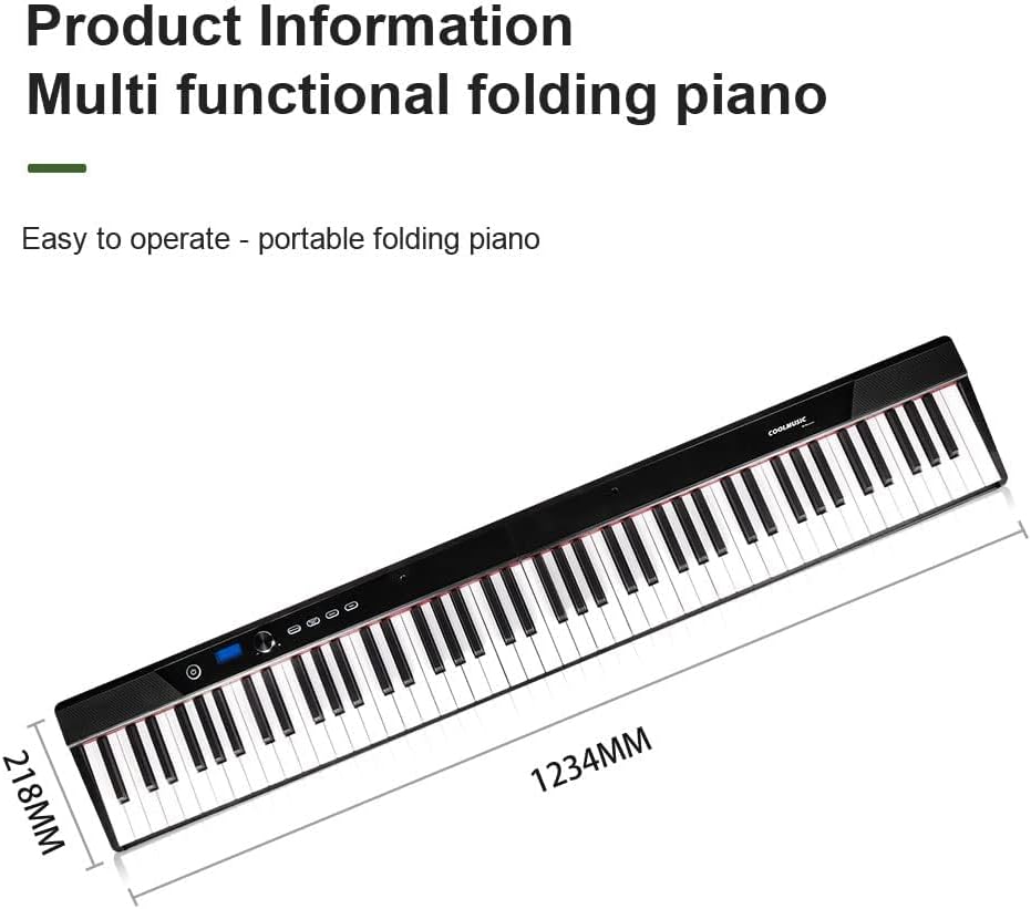 Coolmusic Portable Piano Keyboard Foldable: Portable Keyboard Piano 88 keys Semi-Weighted keyboard Electric Folding Piano Kit for Adult Kids