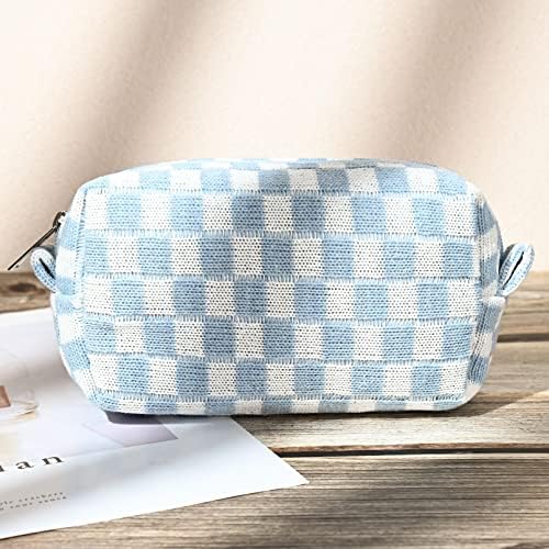 SOIDRAM 2 Pieces Makeup Bag Large Checkered Cosmetic Bag Capacity Canvas Mix - Image 7