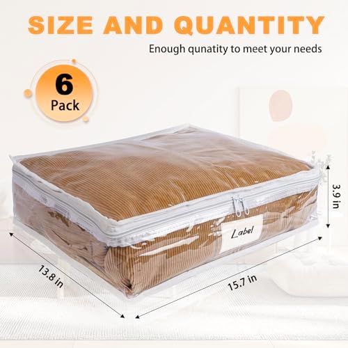 Clear Zippered Plastic Clothes Storage Bags, 6 Pack - Image 5