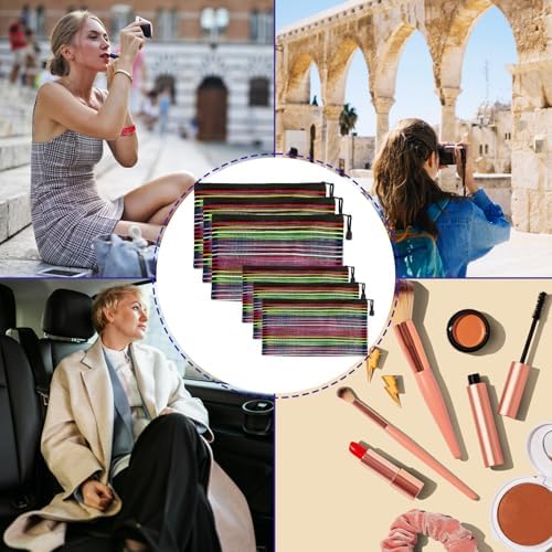 Mesh Bags with Zipper, Nylon Makeup Bag Cosmetic Pouches Travel Organizer Case - Image 6
