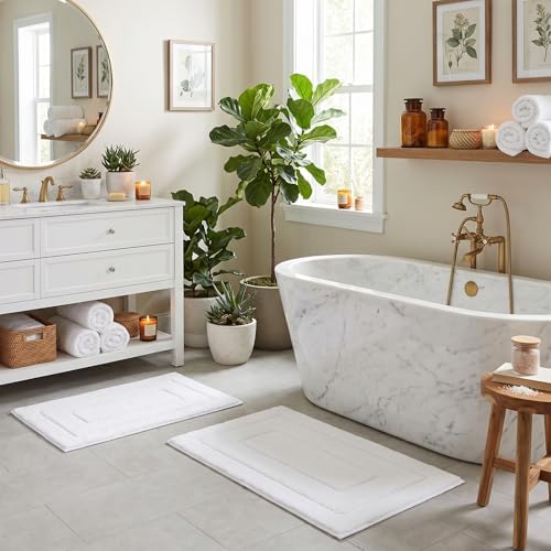 GRANNY SAYS White Bathroom Rugs Set 2 Piece, Soft Microfiber Bath Mats by GRANNYSAYS