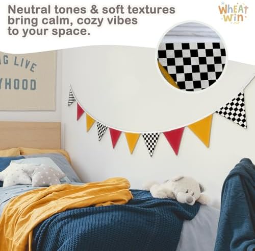Boys Room Checkered Flag Banner 5.5Ft, Cars Room Decor - Image 2
