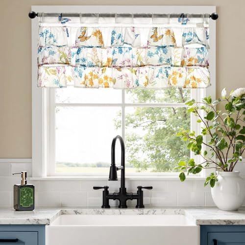 jinchan Floral Ruffled Valance Curtain - Image 2