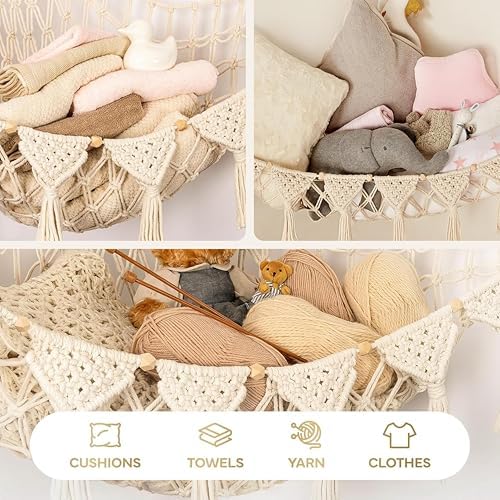 TIDYTEDS XL Stuffed Animal Hammock – Handcrafted Corner Net, 4mm Double Macrame - Image 6