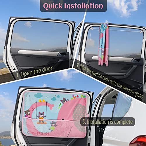 DIZA100 Car Sun Shade for Window Baby, 2 Pack Full Shade Window Shades - Image 4
