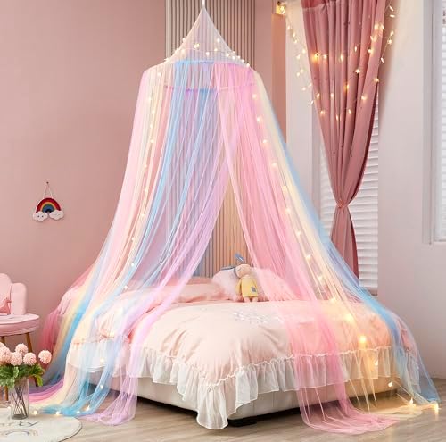 Rainbow Bed Canopy with Lights by Nattey