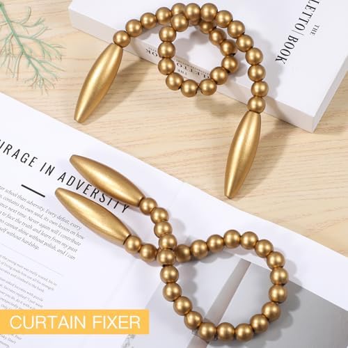 Wood Bead Curtain Tiebacks 4 Pack, No Drill Curtain Holdbacks - Image 6